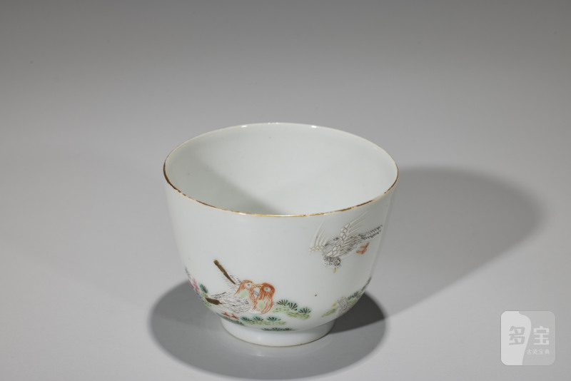 清同治  粉彩花鸟杯 - 图4
